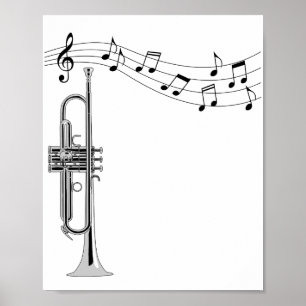 Trumpet-arts met Muzieknoten Poster