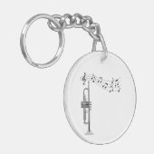 Trumpet-arts met Muzieknoten Sleutelhanger (Voorkant Links)