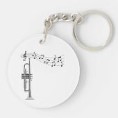 Trumpet-arts met Muzieknoten Sleutelhanger (Achterkant)