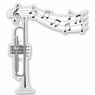 Trumpet-arts met Muzieknoten Sticker