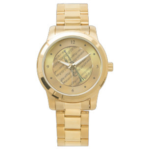 Trumpet ~ Blad Music ~ Gold Background ~ Unieke ~ Horloge