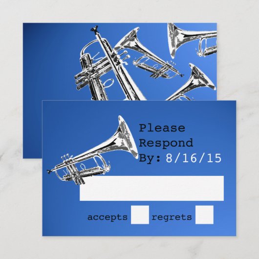 Trumpet Blue Response RSVP Kaartje (Voorkant / Achterkant)