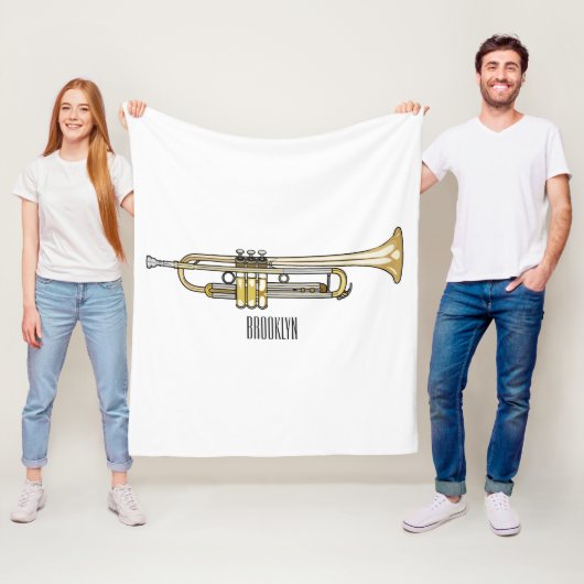 Trumpet cartoon illustratie fleece deken (In situ)