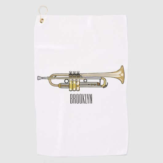 Trumpet cartoon illustratie golfhanddoek (Voorkant)