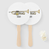 Trumpet cartoon illustratie handwaaier (Voorkant en achterkant)