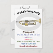 Trumpet cartoon illustratie kaart (Voorkant / Achterkant)