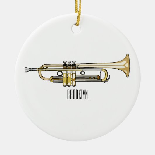Trumpet cartoon illustratie keramisch ornament (Voorkant)