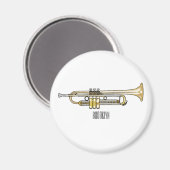 Trumpet cartoon illustratie magneet (Voorkant / Achterkant)