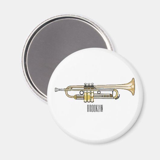 Trumpet cartoon illustratie magneet (Voorkant / Achterkant)