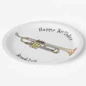 Trumpet cartoon illustratie papieren bordje (Gekanteld)