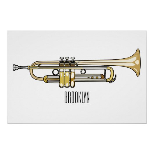 Trumpet cartoon illustratie perfect poster (Voorkant)