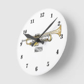 Trumpet cartoon illustratie ronde klok (Hoek)