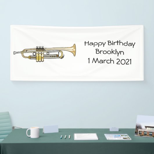 Trumpet cartoon illustratie spandoek (Beurs)