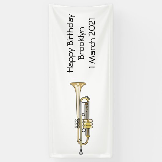 Trumpet cartoon illustratie spandoek (Verticaal)