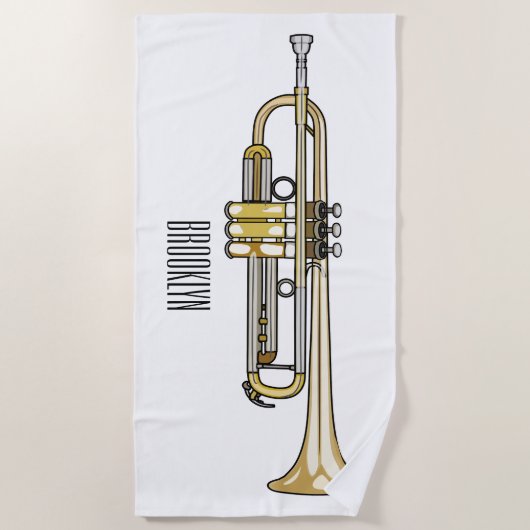 Trumpet cartoon illustratie strandlaken (Voorkant)