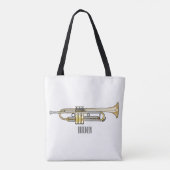 Trumpet cartoon illustratie tote bag (Achterkant)