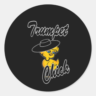 Trumpet Chick #4 Ronde Sticker