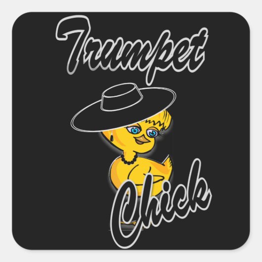 Trumpet Chick #4 Vierkante Sticker (Voorkant)