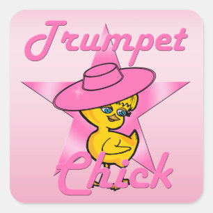 Trumpet Chick #8 Vierkante Sticker