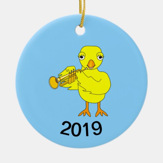 Trumpet Chick Keramisch Ornament (Voorkant)