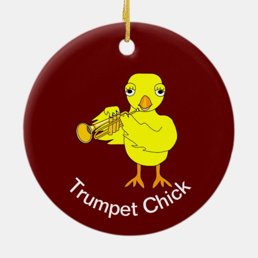 Trumpet Chick Keramisch Ornament (Achterkant)