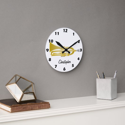 Trumpet Design Personalised Ronde Klok (Kantoor)