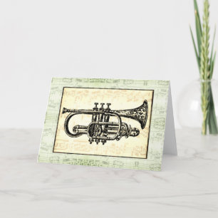 Trumpet en Muzieknoten Bedankkaart