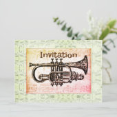 Trumpet en Muzieknoten Kaart (Staand voorkant)