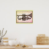 Trumpet en Muzieknoten Poster (Keuken)