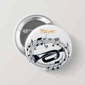 Trumpet en muzieknoten ronde button 5,7 cm (Voorkant /achterkant)