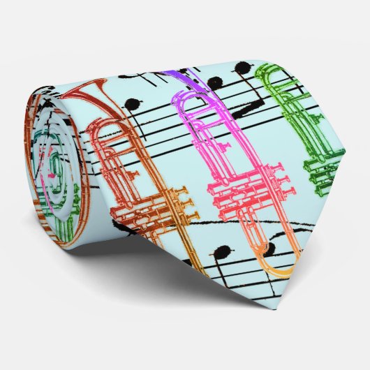 Trumpet en Muzieknoten Stropdas (Opgerold)