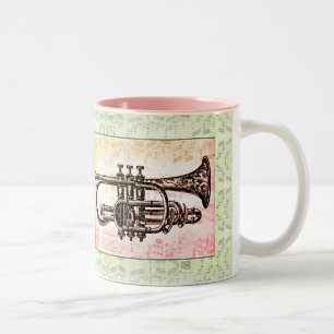 Trumpet en Muzieknoten Tweekleurige Koffiemok