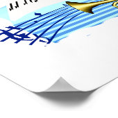 Trumpet en toetsenbord, muziek met blauw thema poster (Hoek)