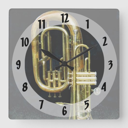 Trumpet en Tuba Vierkante Klok (Voorkant)