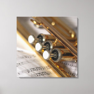 Trumpet en vel Music Brass Instrument Canvas Afdruk