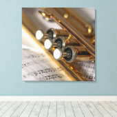 Trumpet en vel Music Brass Instrument Canvas Afdruk (Insitu (Houten vloer))