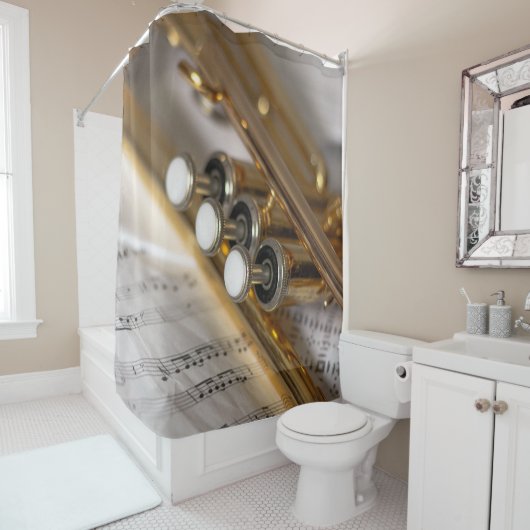Trumpet en vel Music Brass Instrument Douchegordijn (In situ)