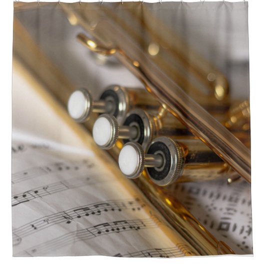 Trumpet en vel Music Brass Instrument Douchegordijn (Voorkant)