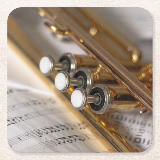 Trumpet en vel Music Brass Instrument Kartonnen Onderzetters (Voorkant)