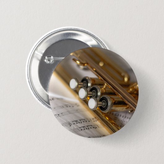 Trumpet en vel Music Brass Instrument Ronde Button 5,7 Cm (Voorkant /achterkant)