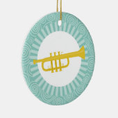 Trumpet Fun Turquoise Swirl Music Keramisch Ornament (Rechts)