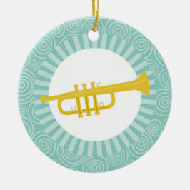 Trumpet Fun Turquoise Swirl Music Keramisch Ornament