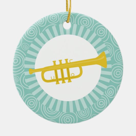 Trumpet Fun Turquoise Swirl Music Keramisch Ornament (Voorkant)
