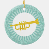 Trumpet Fun Turquoise Swirl Music Keramisch Ornament (Achterkant)