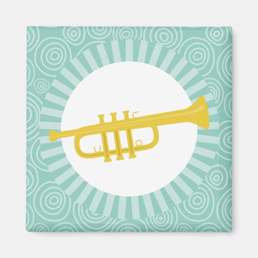 Trumpet Fun Turquoise Swirl Music Magneet (Voorkant)