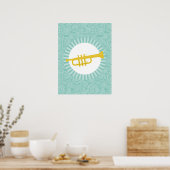 Trumpet Fun Turquoise Swirl Music Poster (Keuken)