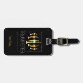 Trumpet Geboren als Trumpeter voor muzikanten Bagagelabel (Voorkant horizontaal)