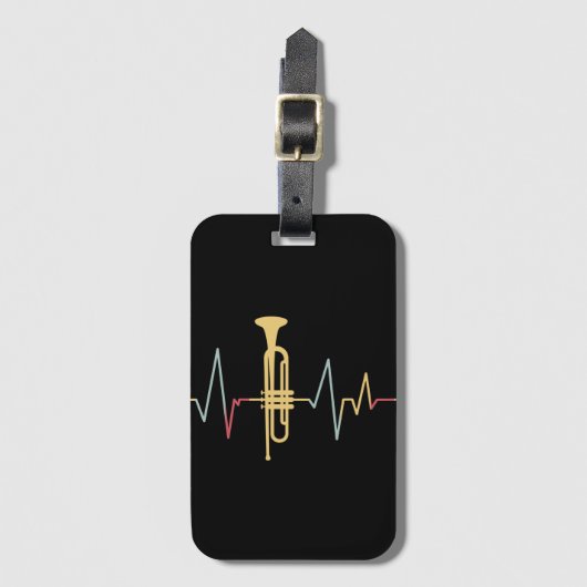 Trumpet hartslag bagagelabel (Voorkant (verticaal))