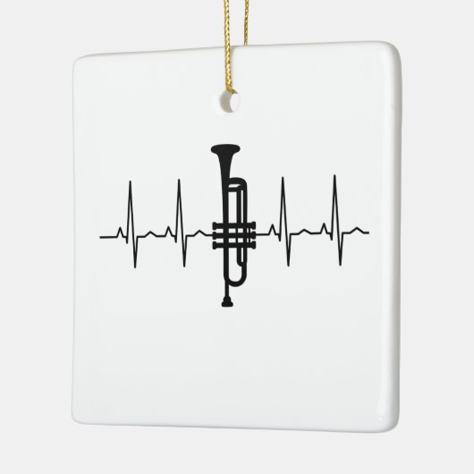 Trumpet hartslag keramisch ornament (Links)