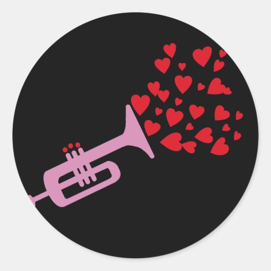 Trumpet Hearts Ronde Sticker (Voorkant)